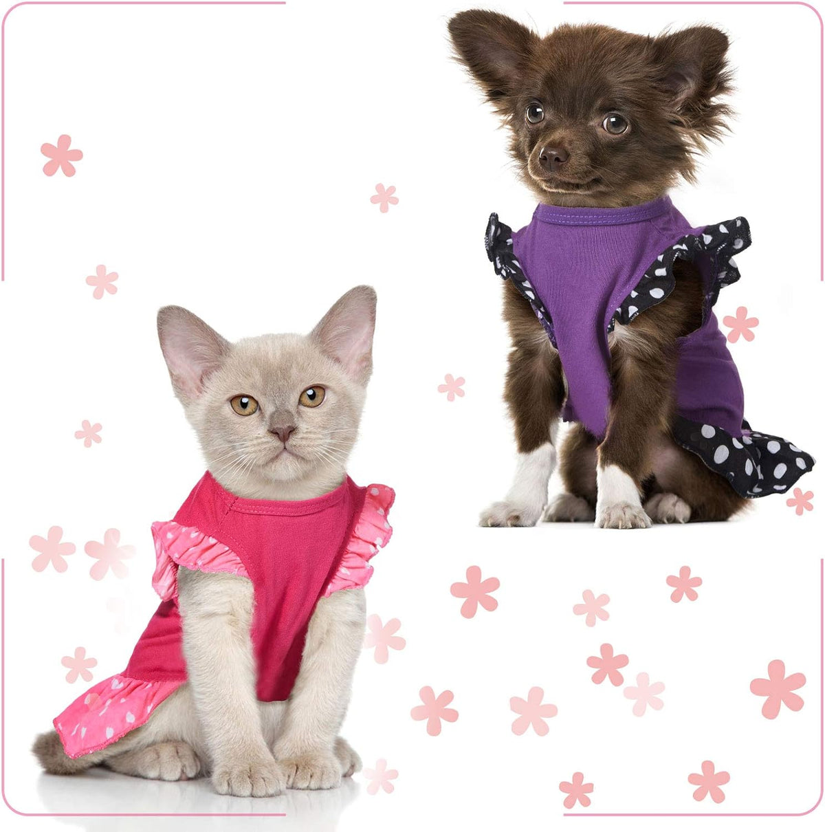 Two-Piece Cute Dog Dresses for Female Pets - Summer Apparel for Dogs and Cats (Love and Me, Medium)