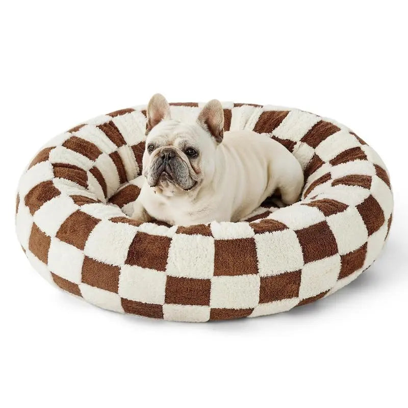 Warm Donut Bed - Cozy Fluffy Calming Bed for Small/Medium/Large Dogs & Cats, Soft Plush round Pet Bed for Winter Comfort, Washable, Anti-Slip Bottom, Camas Para Perros, Pet Supplies Bedding