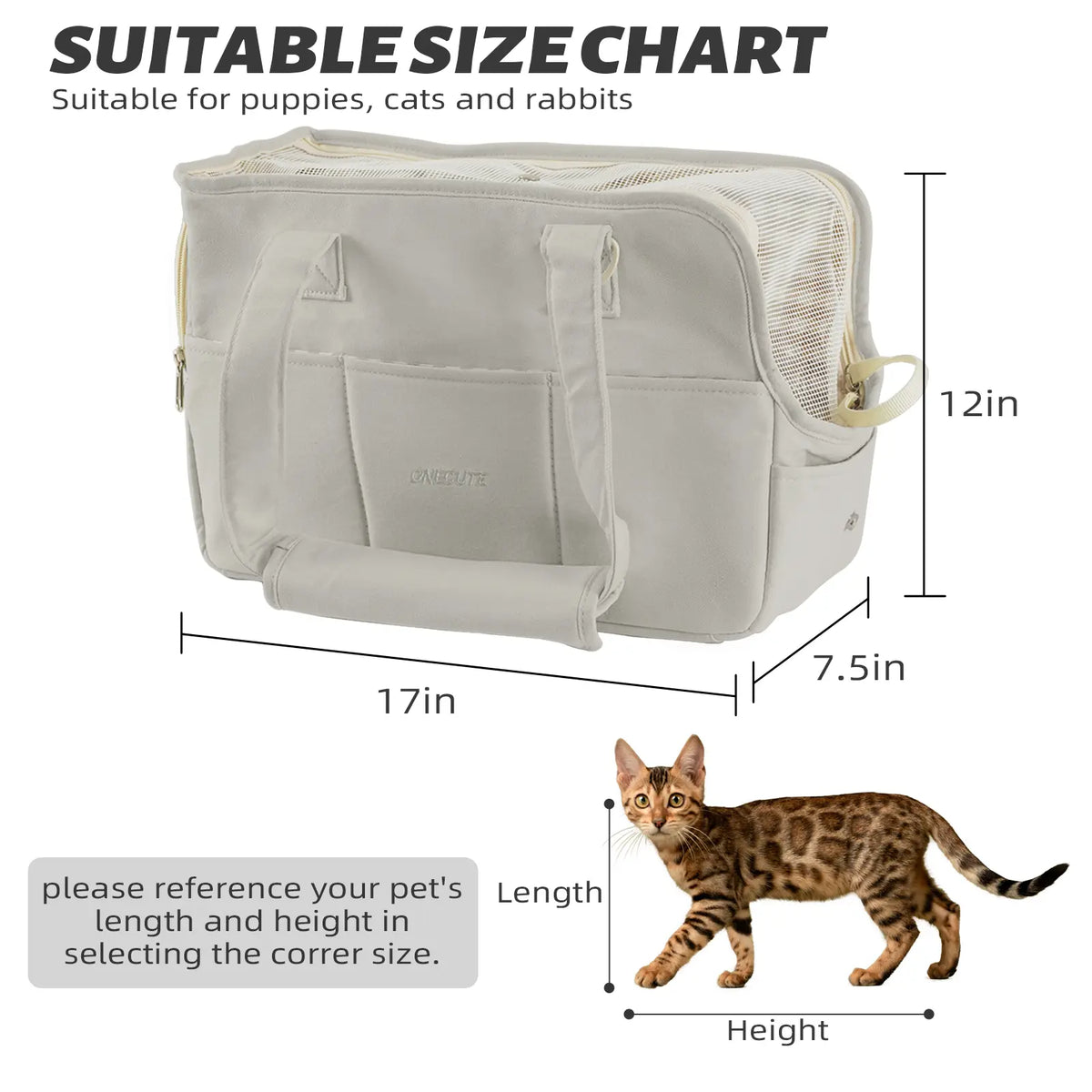 Cozy Cotton Soft Gray Pet Carrier for Small Dogs Cats Rabbits, Travel-Ready Foldable Puppy Bag with Spacious Organizer Pockets, Portable Kitten Carrier with Safety Tether & Ventilated Mesh