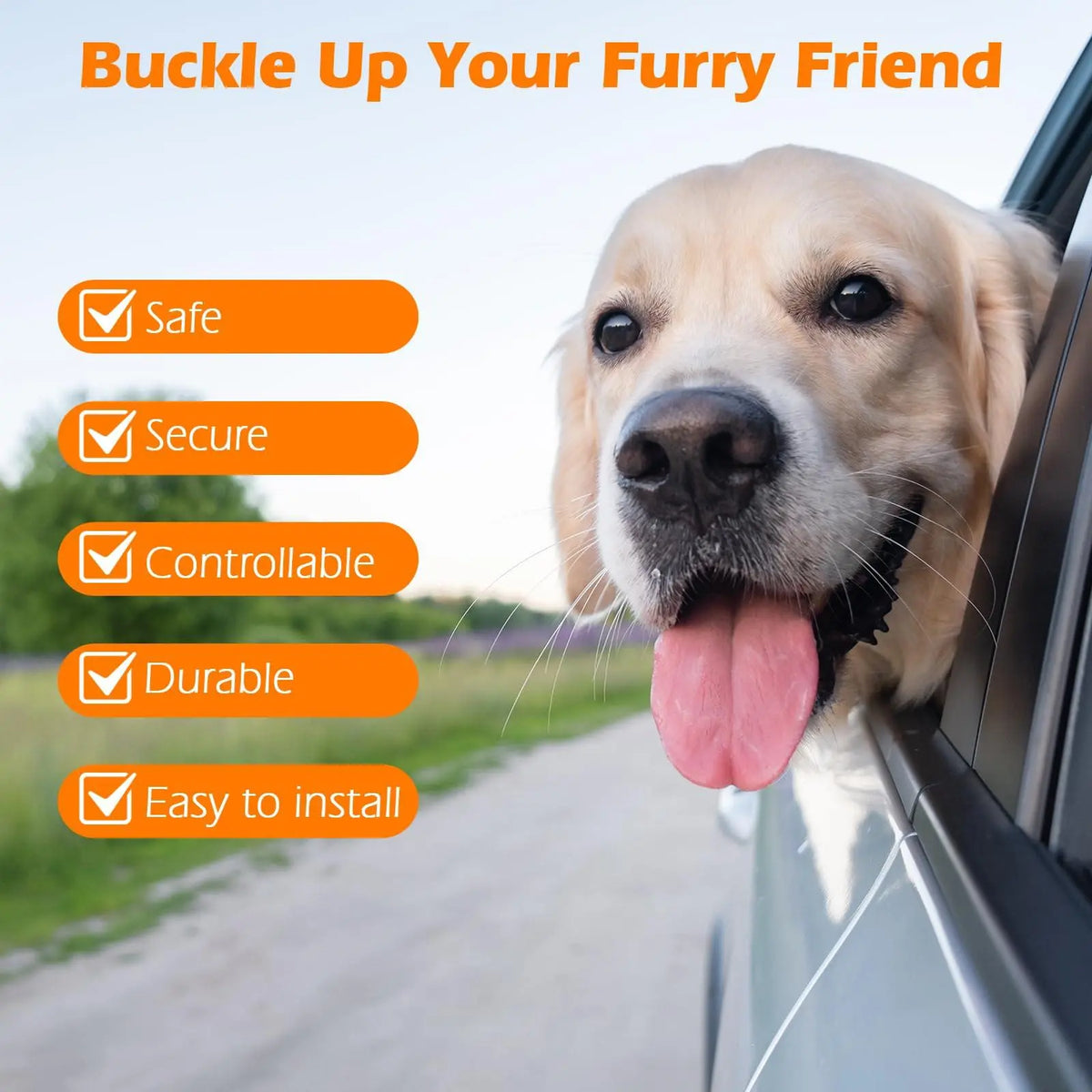 Petbonus Dog Seat Belt for Car, Durable Rope Dog Car Harness Seatbelt for Vehicle, Pet Tether Safety Restraint with Heavy Duty Buckle Hook Latch Lockable Clip for Small Medium Large Breeds