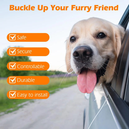 Petbonus Dog Seat Belt for Car, Durable Rope Dog Car Harness Seatbelt for Vehicle, Pet Tether Safety Restraint with Heavy Duty Buckle Hook Latch Lockable Clip for Small Medium Large Breeds
