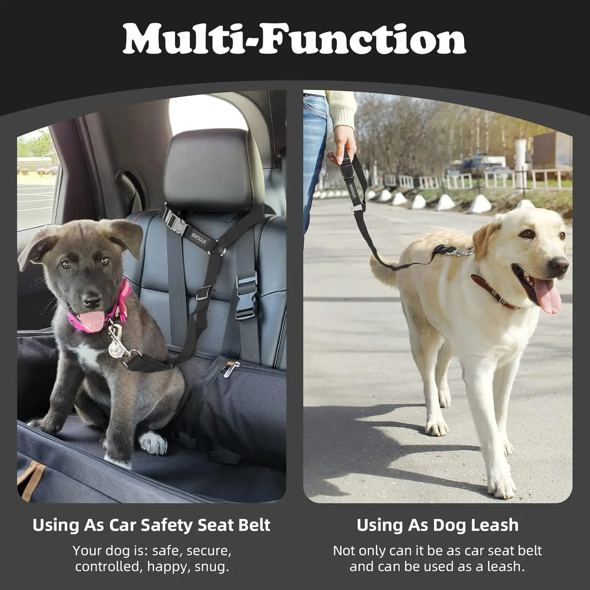 Adjustable Dog Car Harness and Seatbelt Restraint Tether - 2 Pack, Enhanced Safety Accessory for Dogs and Puppies During Vehicle Travel