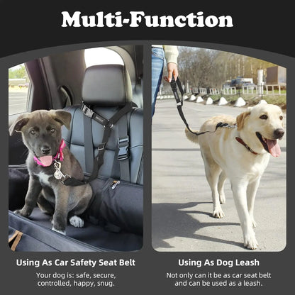 Adjustable Dog Car Harness and Seatbelt Restraint Tether - 2 Pack, Enhanced Safety Accessory for Dogs and Puppies During Vehicle Travel