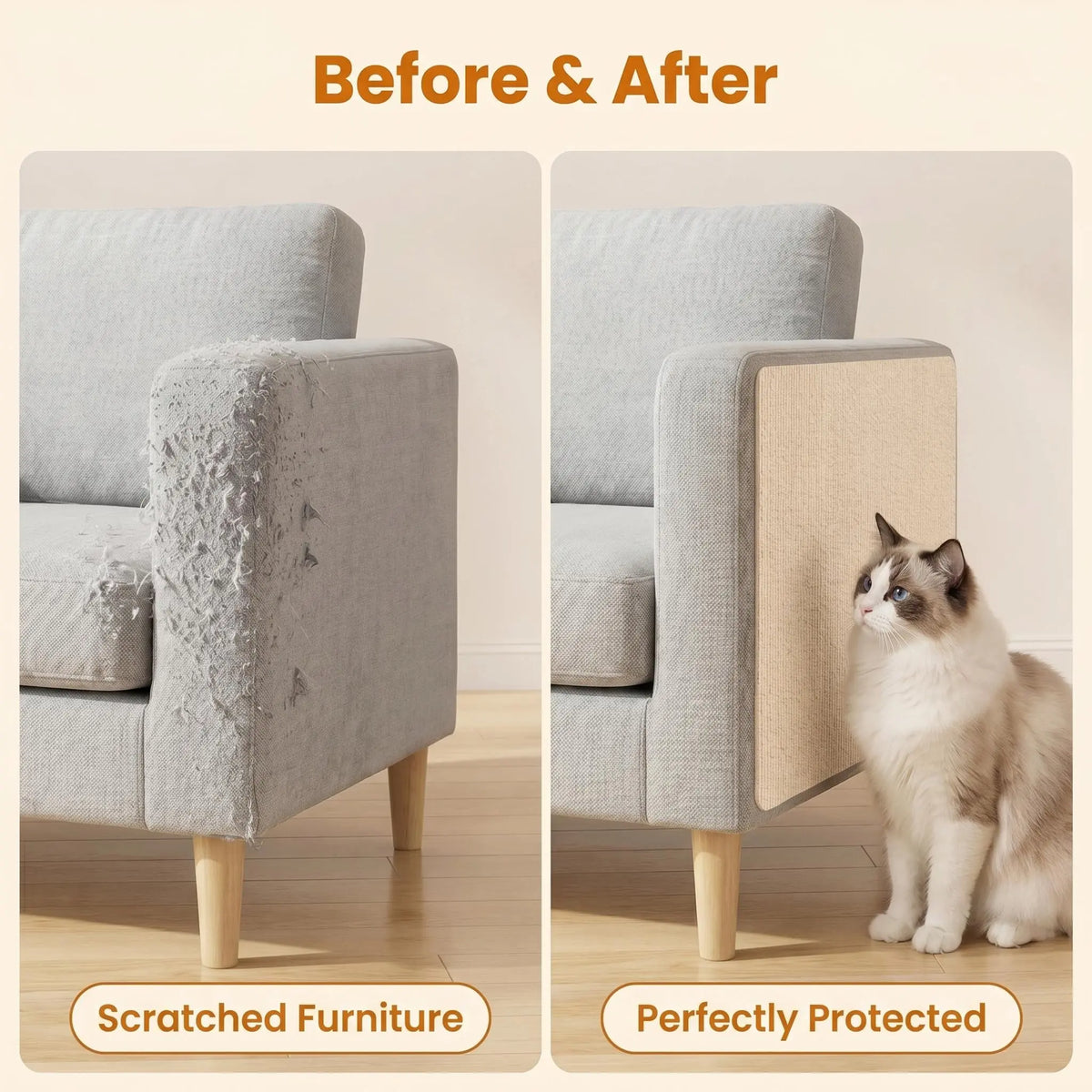 11.85In×39.3In Cat Scratch Protector for Home Furniture - Easy Installation Anti-Scratch Sticky Pad, Protects Leather Couch Arms & Corners, Iridescent Stained Glass Decorative Sticker Window Film, Sofa Arms,Sohochic