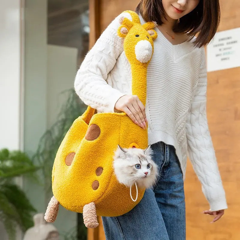 Bee-Shaped Show Head Pet Canvas Shoulder Bag, Pet Out Bag, Outcrop, Pet Out Shoulder Bag
