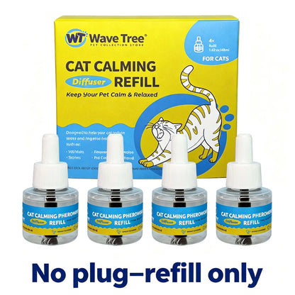 Wavetree Cat Calming Diffuser Refill Kit (4 Pack, 120-Day Supply), Odorless Liquid, Helps Reduce Meowing, Stress & Pee Spraying during Environmental Changes, 48 Ml/Bottle - Tiktokshopbacktoschool