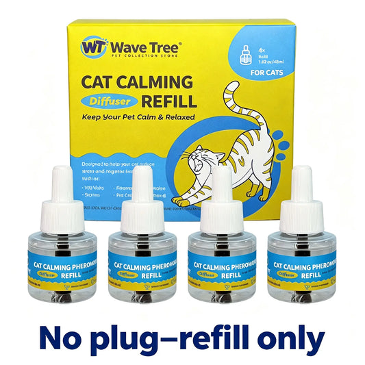 Wavetree Cat Calming Diffuser Refill Kit (4 Pack, 120-Day Supply), Odorless Liquid, Helps Reduce Meowing, Stress & Pee Spraying during Environmental Changes, 48 Ml/Bottle - Tiktokshopbacktoschool