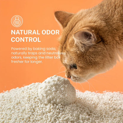 Furphawl – Cassava Cat Litter, Quick Clumping, 100% Natural, Low Dust, Odor Control, Non-Stick Formula, Tapioca Cat Litter, Safe for Kitten & Self Cleaning Cat Litter Box, Baking Soda