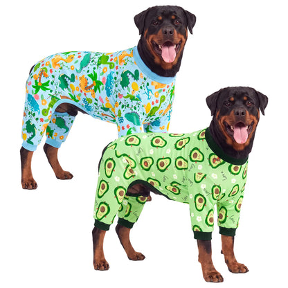 XPUDAC 2-Pieces 8XL Large Breed Dog Onesie Pajamas - 4-Way Stretch Soft Lightweight Pet Outfit, Easy-To-Wear All-Season Cartoon Playful Look for Animals, Fruit Design, Warmth & Comfort,Festive Christmas Halloween Gift,Sohochic