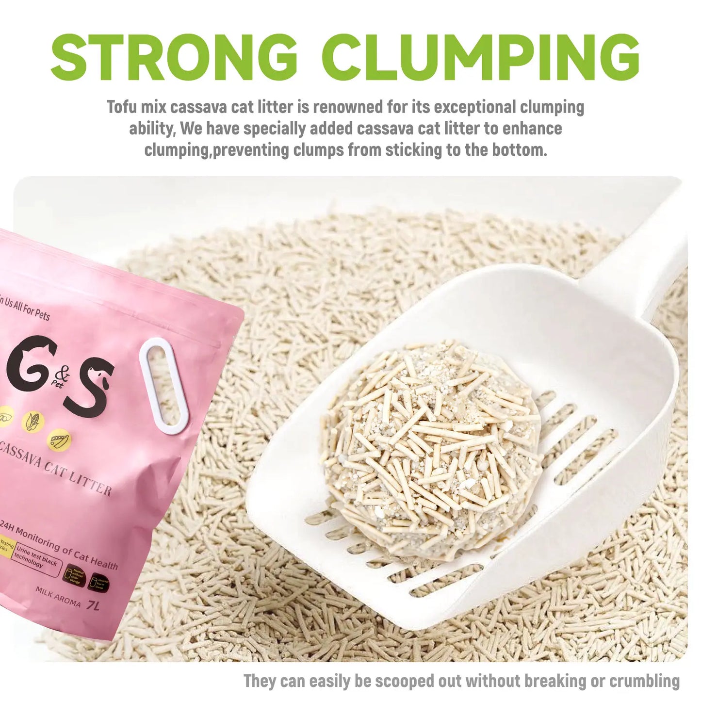 G&S Pet Tofu Mixed Cassava Cat Litter Kitty Litter Flushable Odor Control Quick Clumping Low Dust