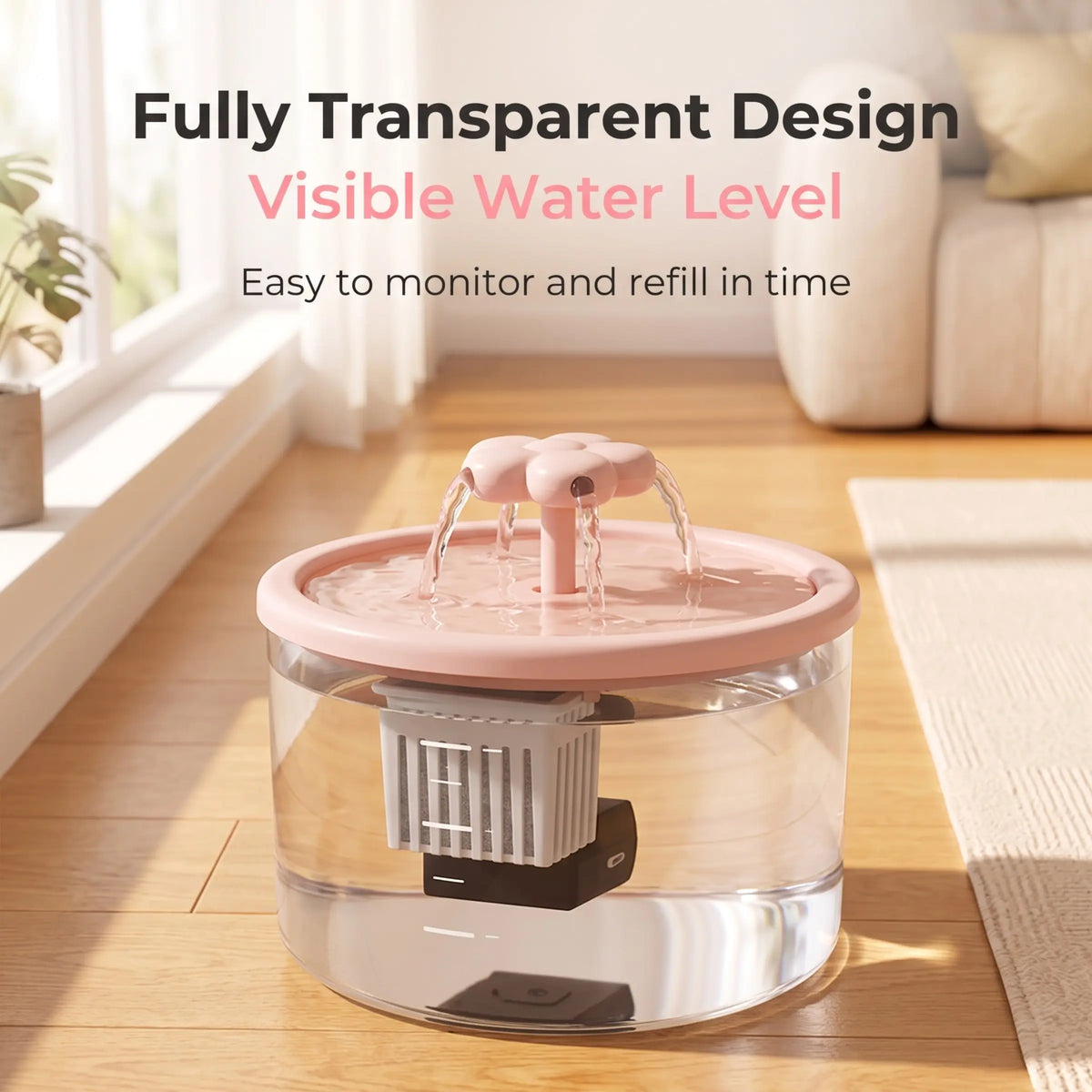 Cat Water Fountain Dispenser, Transparent Design, Quiet Operation, Usb-Powered, Recirculating Filter, Indoor Cat Drinking Fountain