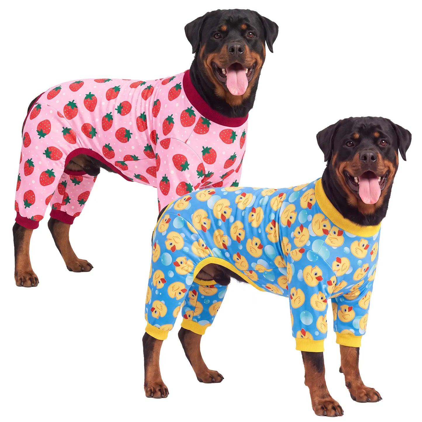 XPUDAC 2-Pieces 8XL Large Breed Dog Onesie Pajamas - 4-Way Stretch Soft Lightweight Pet Outfit, Easy-To-Wear All-Season Cartoon Playful Look for Animals, Fruit Design, Warmth & Comfort,Festive Christmas Halloween Gift,Sohochic