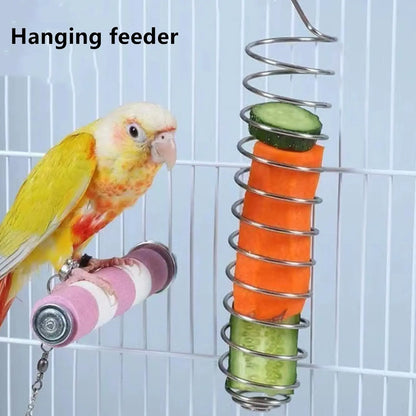 2Pcs Stainless Steel Hanging Foraging Baskets, Bird Feeding Tools with Mental Enrichment, Chew Stimulation for Large-Medium Parrots