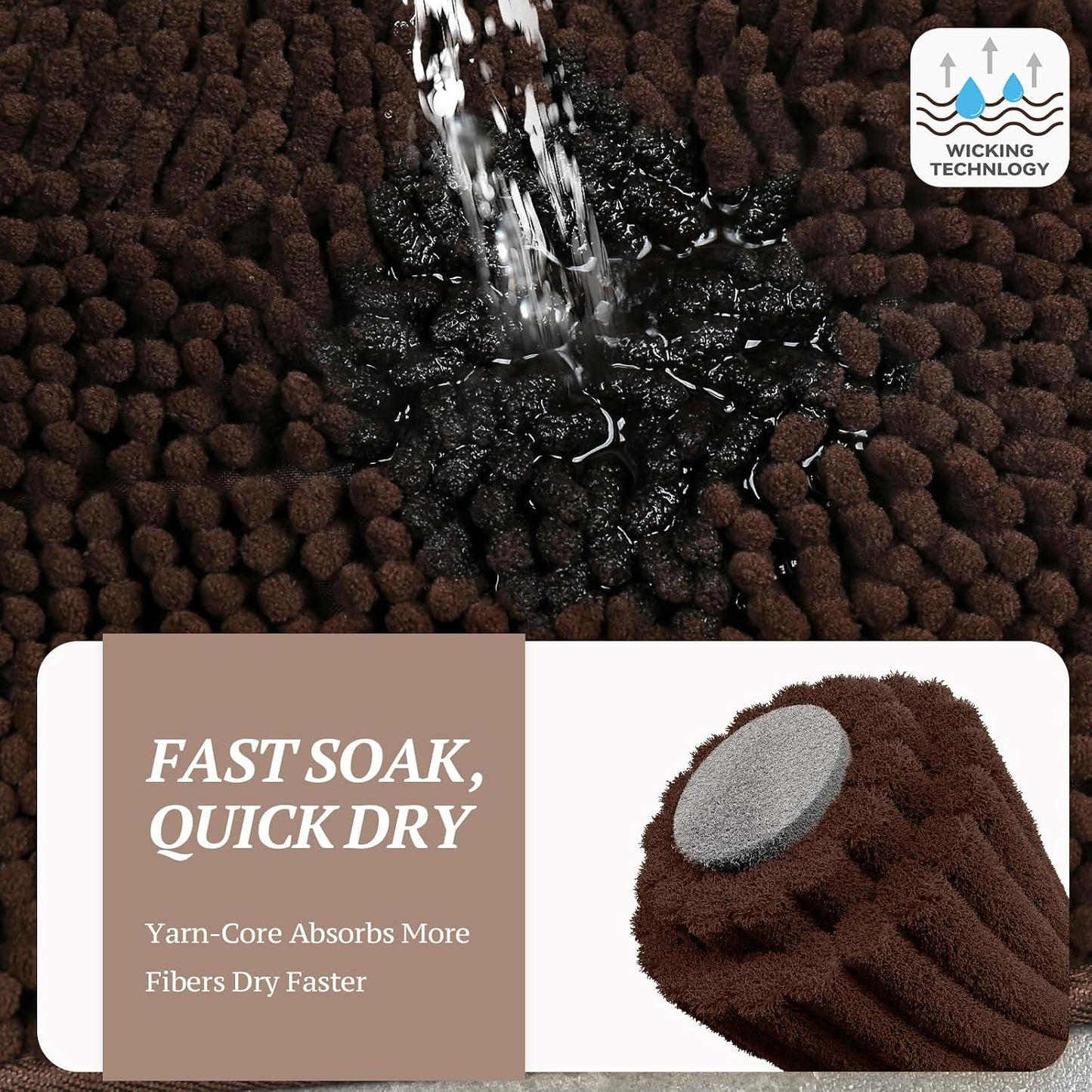 Absorpmax Dog Door Mat for Muddy Paws, 31" x 20", Brown