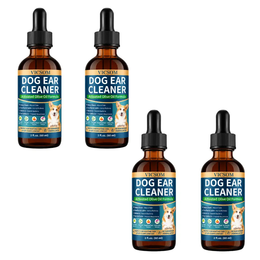 VICSOM Alcohol-Free Dog Ear Cleaner Liquid - 60Ml Ozonated Olive Oil & Botanical Blend, Easy to Apply for Wax Removal, Dirt & Debris, Routine Grooming, Freshens Ears