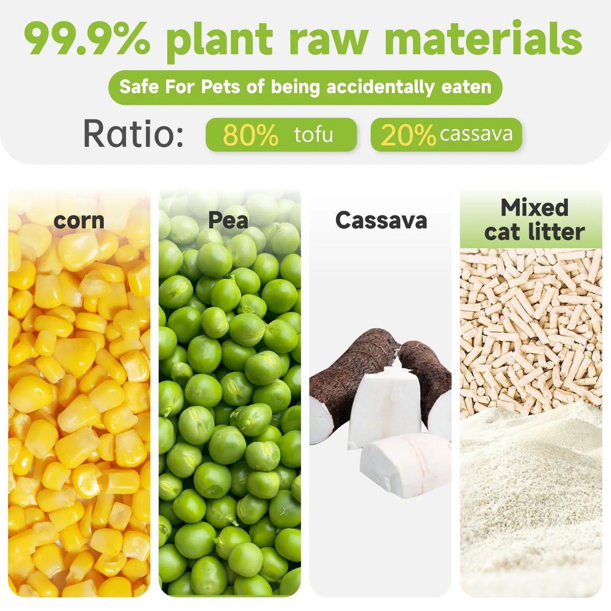 G&S Pet Tofu Mixed Cassava Cat Litter Kitty Litter Flushable Odor Control Quick Clumping Low Dust