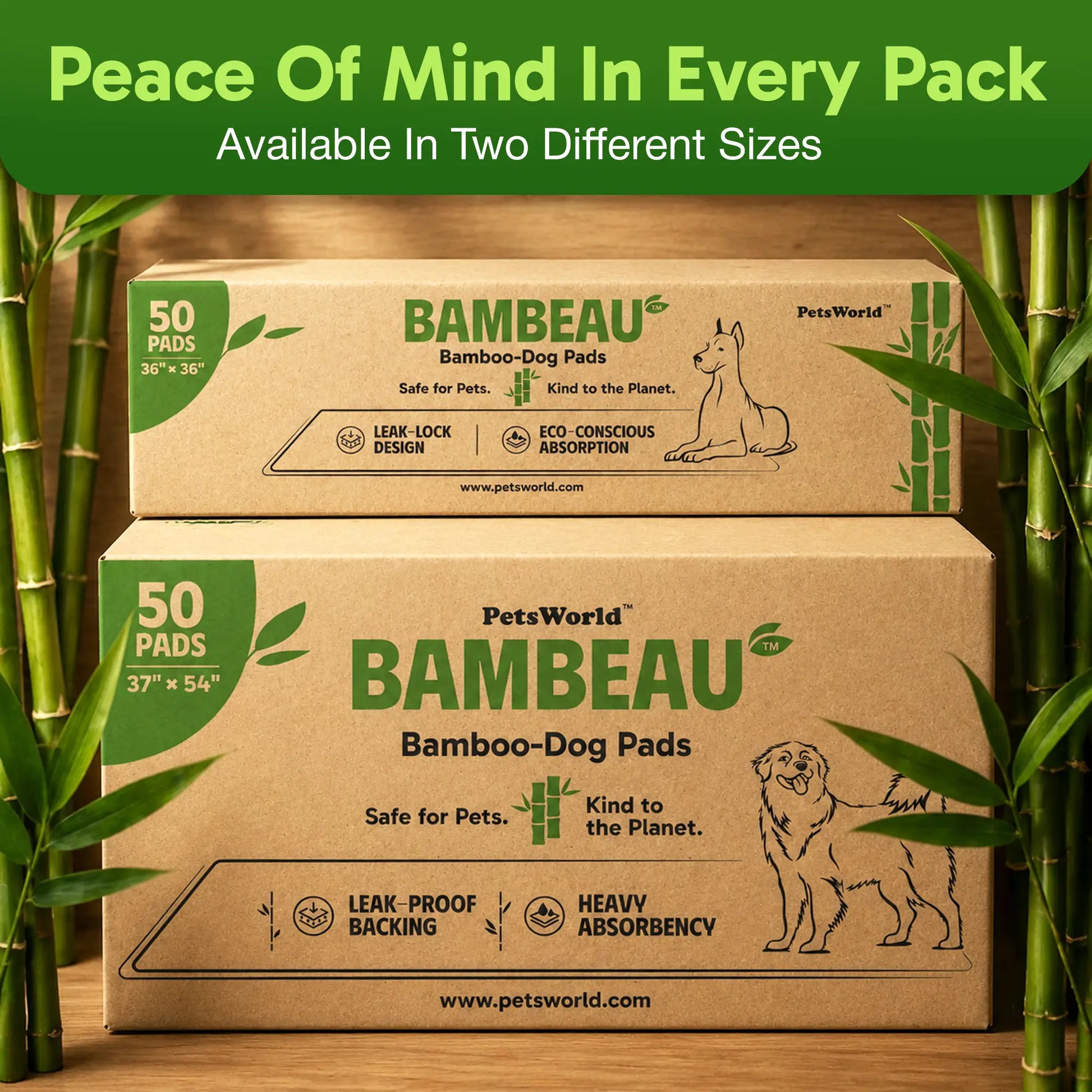 Bambeau Premium Eco-Friendly Bamboo Dog Training Pads - 3XL (37x54 Inch), 25 Count, Unbleached, Chlorine-Free, Leak-Proof with Natural Odor Control