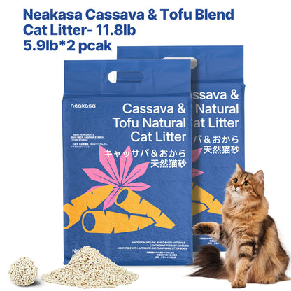Neakasa Cassava & Tofu Blend Cat Litter | Fast Clumping, 99.9% Dust-Free, Natural Odor Control