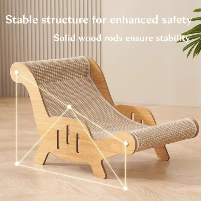 Sisal Fiber 2-in-1 Cat Scratcher with Hammock and Lounge Chair - Durable, Breathable Cat Bed for Claw Maintenance and Relaxation
