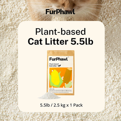 Furphawl – Cassava Cat Litter, Quick Clumping, 100% Natural, Low Dust, Odor Control, Non-Stick Formula, Tapioca Cat Litter, Safe for Kitten & Self Cleaning Cat Litter Box, Baking Soda