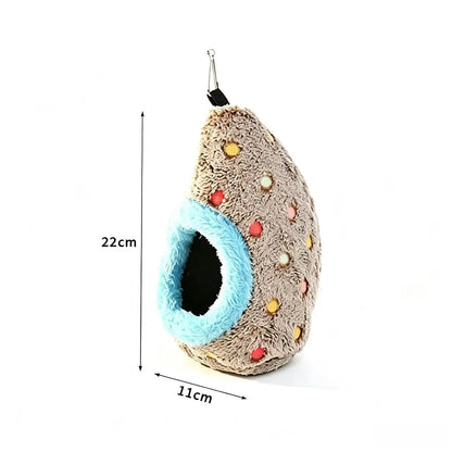 Egg-Shaped Plush Fabric Hanging Nest - Cozy Warmth Winter Birdcage Sleeping Bed for Small-Medium Pet Parrots