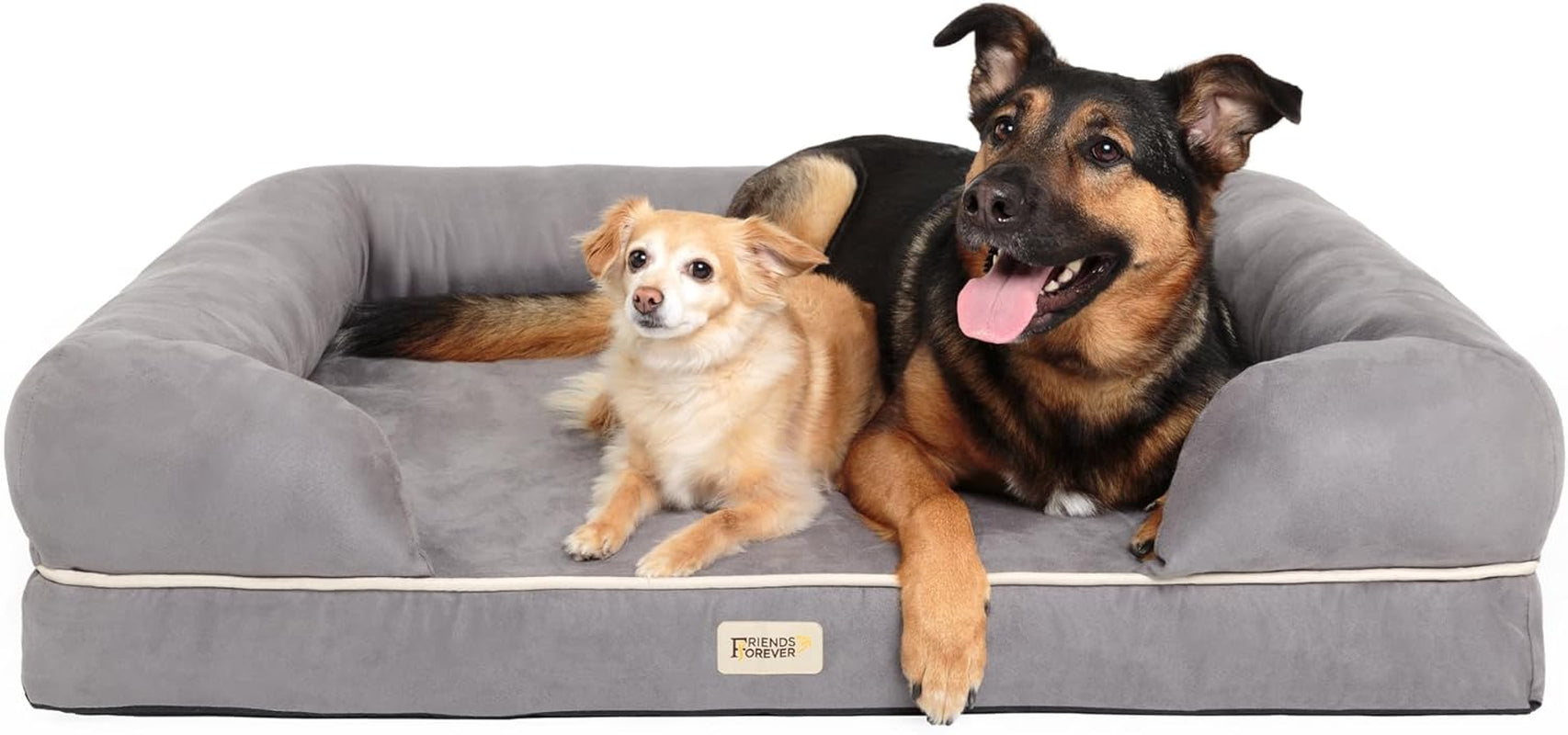 Orthopedic Memory Foam Dog Bed with Calming Design, Water-Resistant Cover, Washable, Non-Slip Base, Chester Grey, 50" x 40" x 13