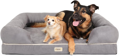 Orthopedic Memory Foam Dog Bed with Calming Design, Water-Resistant Cover, Washable, Non-Slip Base, Chester Grey, 50" x 40" x 13