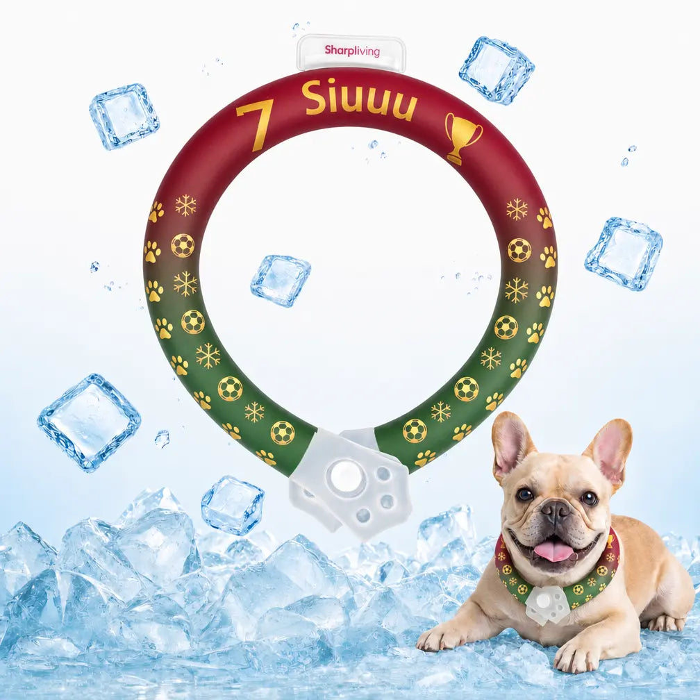 Reusable Pet Cooling Collar - TPU Advanced Phase Change Material 64°F Ice Ring for Small/Large Dogs, No Condensation Sweat-Free Neck Wrap, Fast Freeze Heat Relief for Summer Beach Trips, Vibrant Print Safe Collar