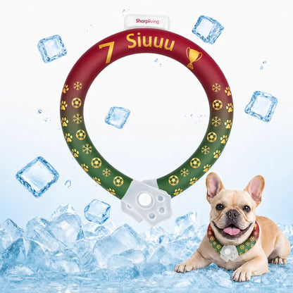 Reusable Pet Cooling Collar - TPU Advanced Phase Change Material 64°F Ice Ring for Small/Large Dogs, No Condensation Sweat-Free Neck Wrap, Fast Freeze Heat Relief for Summer Beach Trips, Vibrant Print Safe Collar