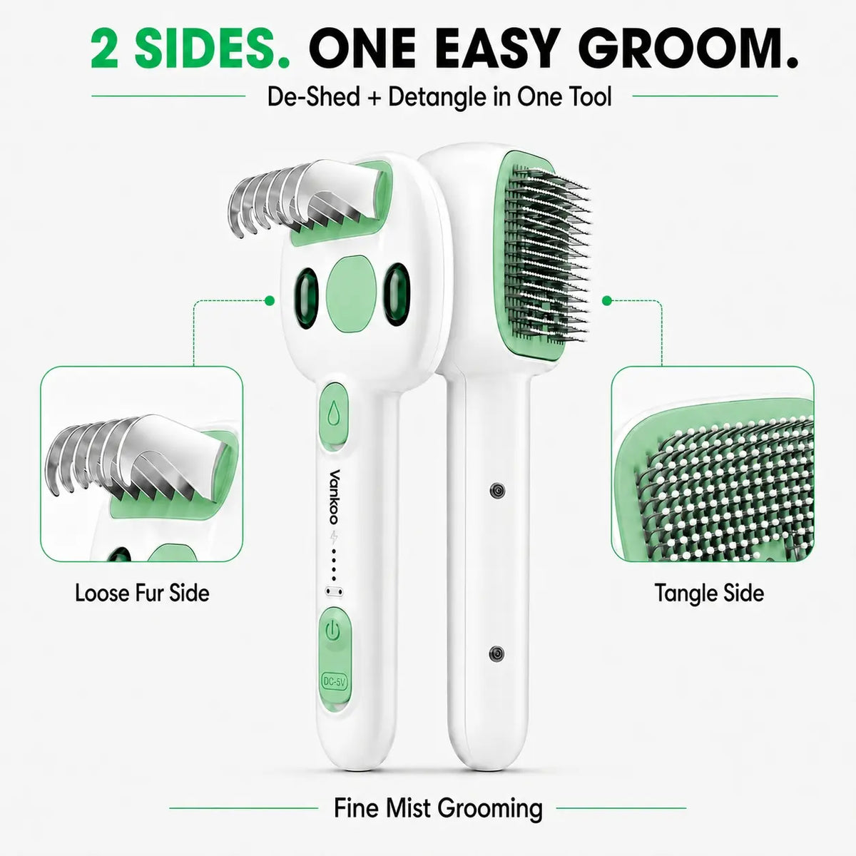 4-In-1 Pet Steam Grooming Brush for Dogs & Cats, De-Shedding & Detangling Comb, Mist Spray Dog Cat Brush, One-Click Hair Release for Long & Thick Fur