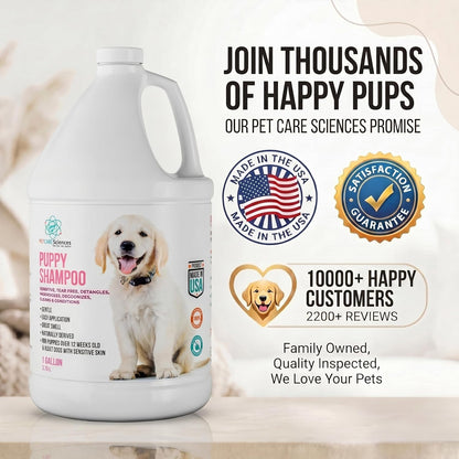 1 Gallon Hypoallergenic Tearless Puppy Shampoo and Conditioner for Itchy Skin Relief - Coconut Oil Oatmeal Formula, Made in the USA