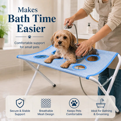 Pet Grooming Hammock for Cats and Dogs, Secure Stand Included, Ideal for Bathing, Shaving, Nail Trimming, Prevents Scratching and Biting