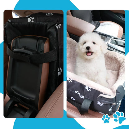 Smartwell Premium Plush Pet Booster Seat for Small Dogs and Cats - Anti-Anxiety Travel Carrier with Safety Tether and Washable Armrest Storage