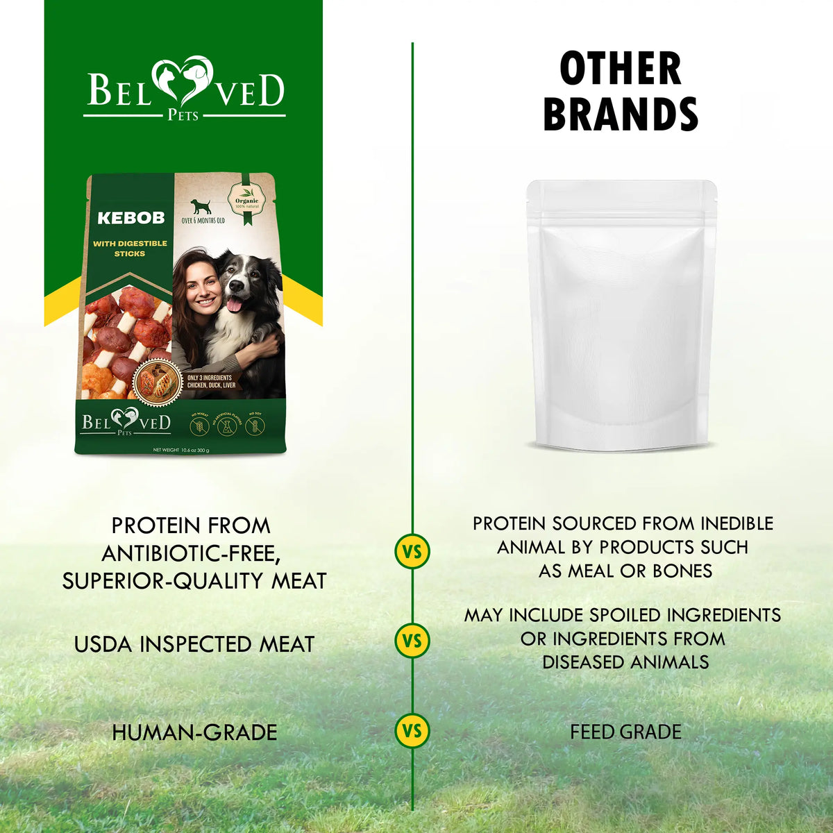 Beloved Pets Kabob Dog Treats - Meat-Based Duck & Chicken, Natural Flavor, Vegetable Glycerin-Infused, Gluten-Free, Stick Shape, Satisfying Bites, Puppy Chew Safe, Digestible, Great for Reward Training, Healthy Teeth & Shiny Coat Boost