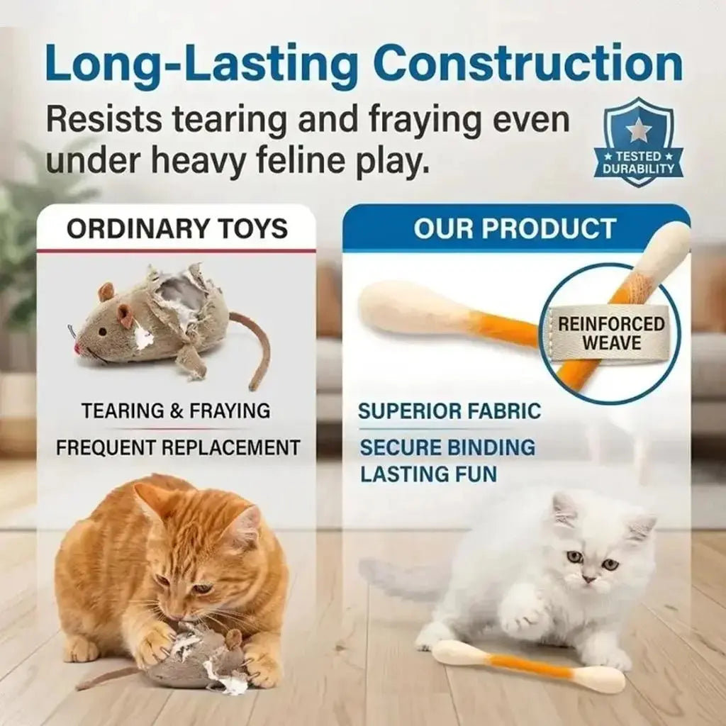 6 Pack Q-Tip Cat Toys for Indoor Cats, Soft Felt Cotton Swab Chew & Teething Sticks, Interactive Kitten Toy, Cat Enrichment, Boredom & Anxiety Relief, Dental Cleaning Toy, Bite Resistant Plush Cat Kicker, Pet Lovers Gift, Daily Cat Entertainment
