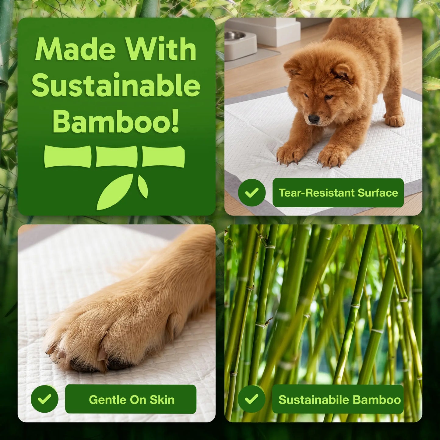 Bambeau Premium Eco-Friendly Bamboo Dog Training Pads - 3XL (37x54 Inch), 25 Count, Unbleached, Chlorine-Free, Leak-Proof with Natural Odor Control