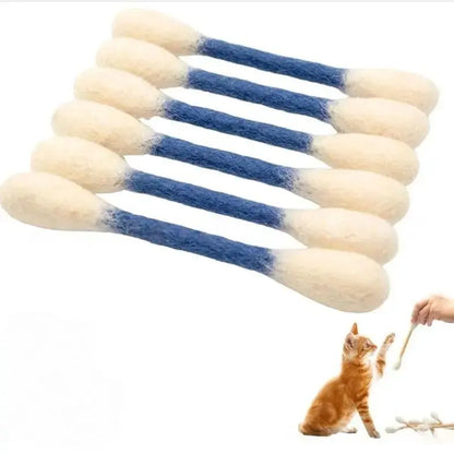 6 Pack Q-Tip Cat Toys for Indoor Cats, Soft Felt Cotton Swab Chew & Teething Sticks, Interactive Kitten Toy, Cat Enrichment, Boredom & Anxiety Relief, Dental Cleaning Toy, Bite Resistant Plush Cat Kicker, Pet Lovers Gift, Daily Cat Entertainment