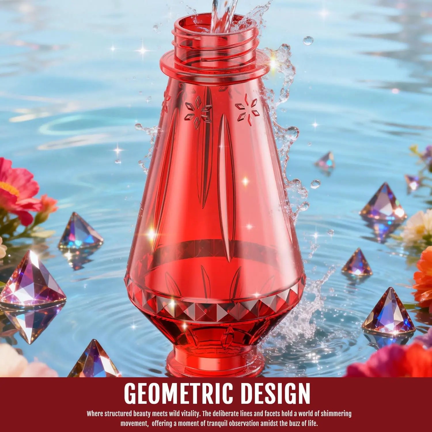 Birdream Hummingbird Feeders for Outdoors, 25Oz Glass Hummingbird Feeder with Perch & 5 Bee Guard Feeding Ports, Leak Proof, Includes Ant Moat and Cleaning Brush, Gift for Women Mom, Red