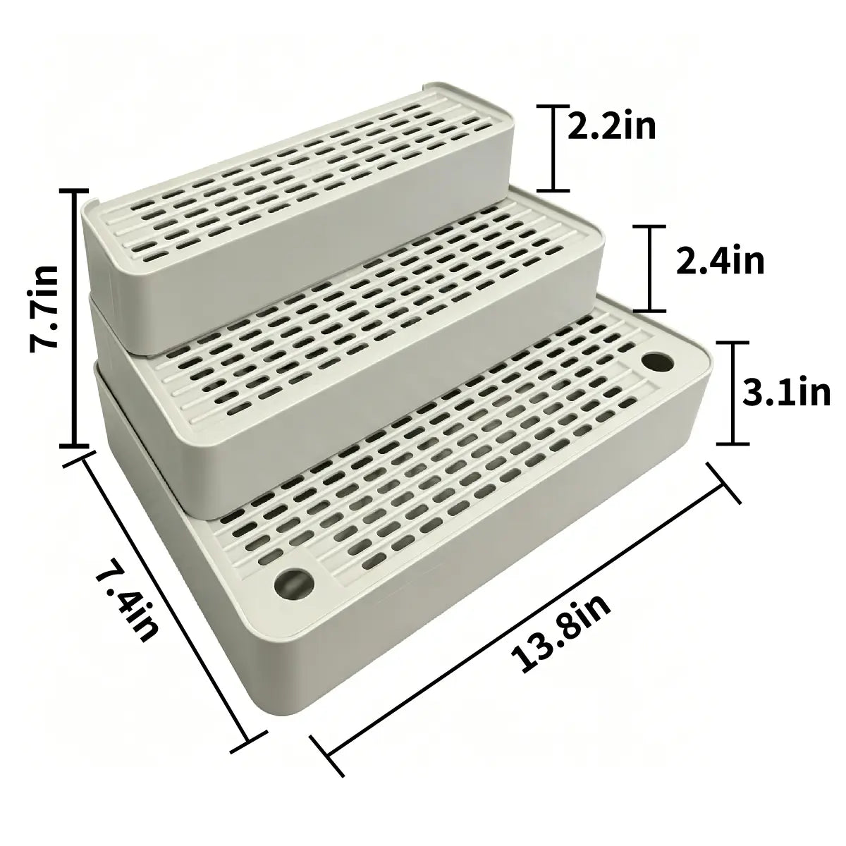 Adjustable Cat Litter Box Ramp, 3 Step Cat Litter Stair, Litter Box Step with Filter, Non Slip Cat Litter Ramp, Easy Clean Cat Litter Step, Senior Cat Litter Ramp, Small Cat Litter Stair, Litter Tracking Reduction Ramp, Light Grey Cat Litter Box Step