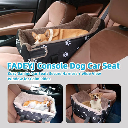Smartwell Premium Plush Pet Booster Seat for Small Dogs and Cats - Anti-Anxiety Travel Carrier with Safety Tether and Washable Armrest Storage
