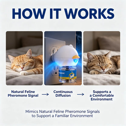 Wavetree Cat Calming Diffuser Refill Kit (4 Pack, 120-Day Supply), Odorless Liquid, Helps Reduce Meowing, Stress & Pee Spraying during Environmental Changes, 48 Ml/Bottle - Tiktokshopbacktoschool