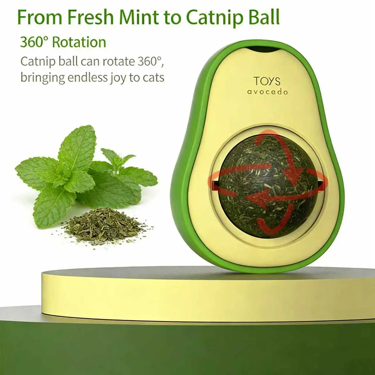 Wall-Mounted Catnip Chew Toy - 360° Spinning Ball for Indoor Cats, Calming Dental Care & Interactive Play