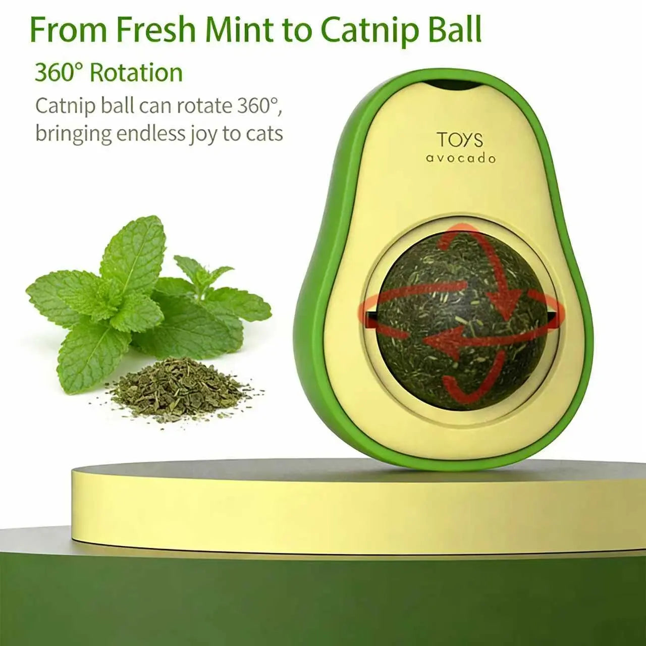 Wall-Mounted Catnip Chew Toy - 360° Spinning Ball for Indoor Cats, Calming Dental Care & Interactive Play