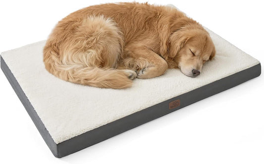 Extra Large Dog Bed with Cozy Sherpa Fabric, 44" x 32", Grey