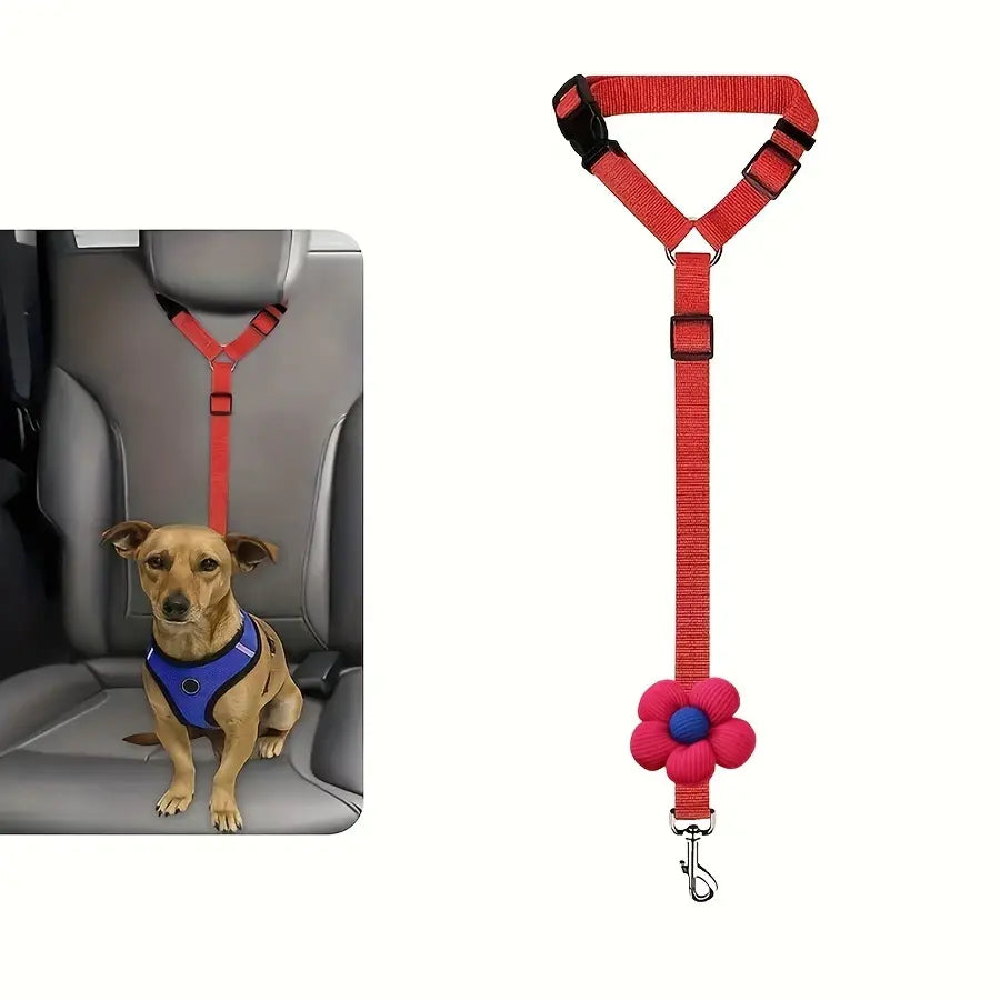 Dog Car Safety Harness and Leash Set with Adjustable Tether and Headrest Attachment for Secure Puppy Travel Restraint