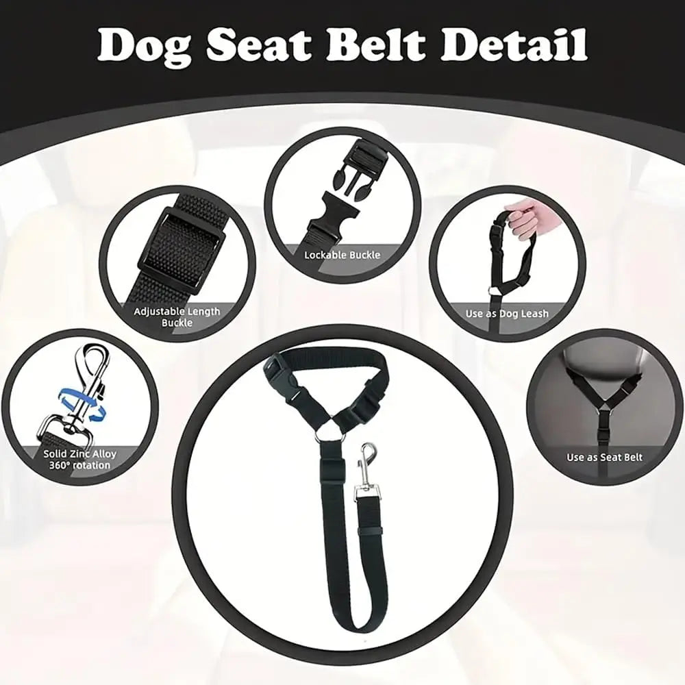 Adjustable Dog Car Harness and Seatbelt Restraint Tether - 2 Pack, Enhanced Safety Accessory for Dogs and Puppies During Vehicle Travel