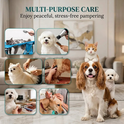 Portable Pet Grooming Table with Stand – Foldable, Holds up to 165 Lbs, Joint Protection for Senior Dogs & Cats, No-Stress Restraint for Small & Medium Pets, Machine-Washable Cover for Home & Salon Use