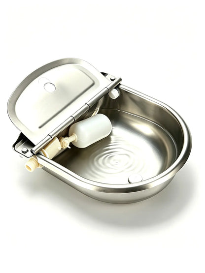 3L Stainless Steel Automatic Dog Water Dispenser - Animal Drinking Bowl, Fountain Flow, Drain Plug, Easy Refill Hose, Slopper Stopper Trough, Single Unit Pet Feeding Accessory for Multi-Pet Homes
