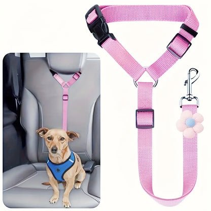 Dog Car Safety Harness and Leash Set with Adjustable Tether and Headrest Attachment for Secure Puppy Travel Restraint