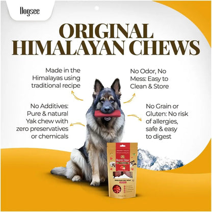 Dogsee Himalayan Sun-Dried Yak Cheese Canine Snacks with Real Strawberries - Large (4 Bars, 35-Day Supply), Gluten-Free, Grain & Cow Milk-Free, 60% Protein Immunity Booster, 36-Month Shelf Life, Dental Care Plaque Fighter, Boredom Reducer